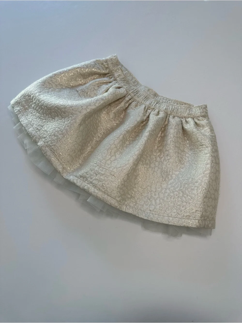Gymboree Skirt Jacquard Pleated Tulle Shimmer Champagne Cream NWOT Girls Size 4T